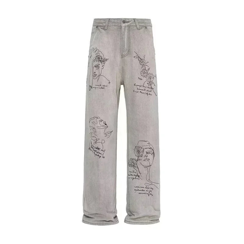 Graphic Print Street Jeans