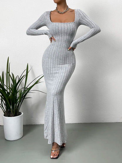 Sculpted Elegance Knit Maxi Dress